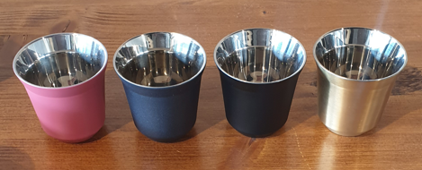 Espresso Tassen klein in 4 Farben Kombination aus Edelstahl