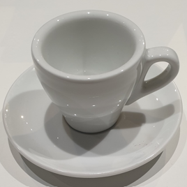 Espresso Tasse weiss + Unterteller aus Keramik (2er Set)